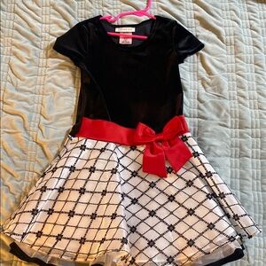 Bonnie Jean Black and White Dress with Red Accent